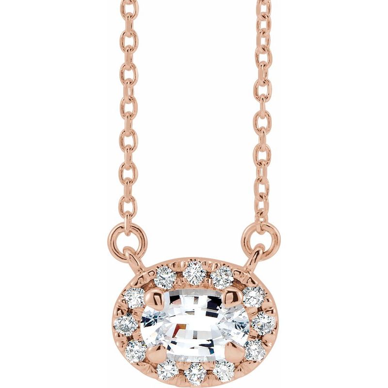 French-Set Halo-Style Necklace or Center — Natural Diamond