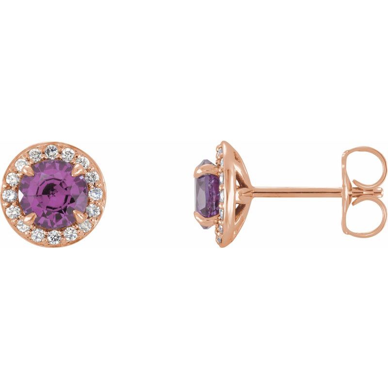Round 4-Prong Halo-Style Earrings