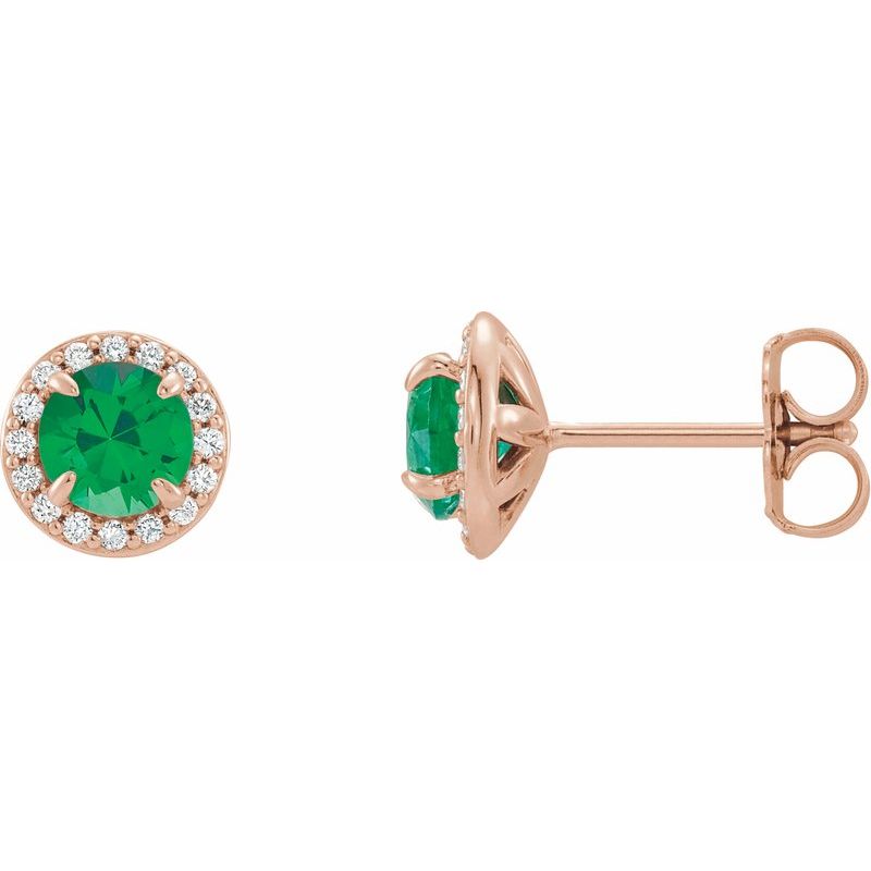 Round 4-Prong Halo-Style Earrings