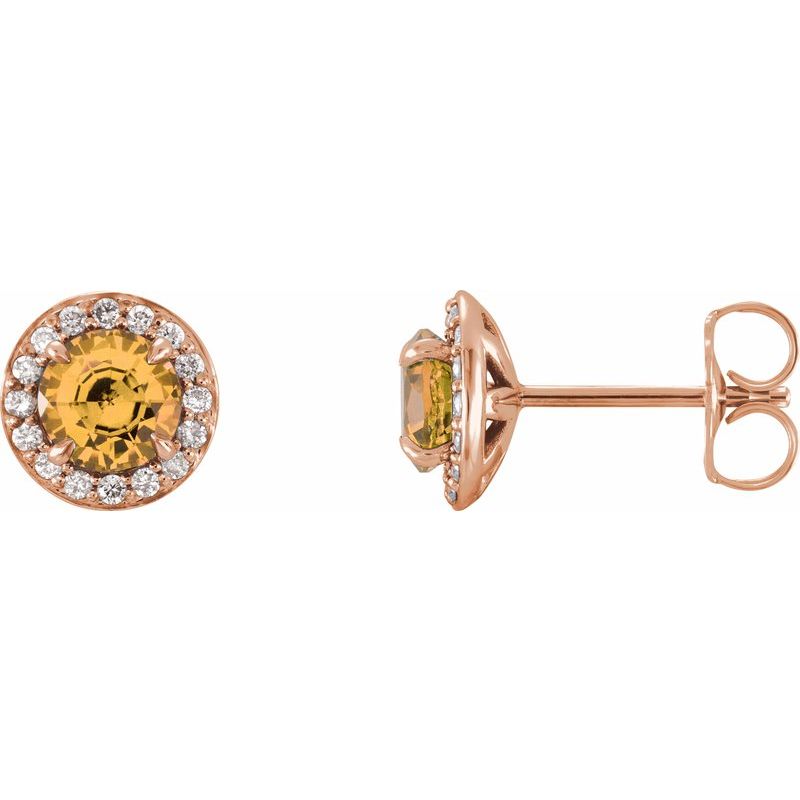 Round 4-Prong Halo-Style Earrings
