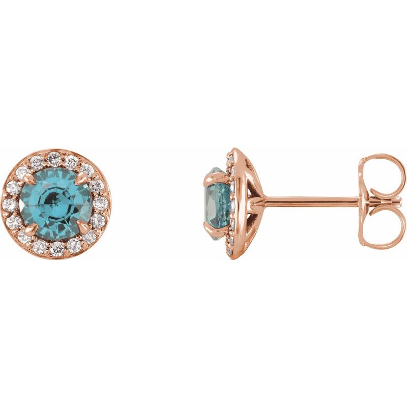 Round 4-Prong Halo-Style Earrings