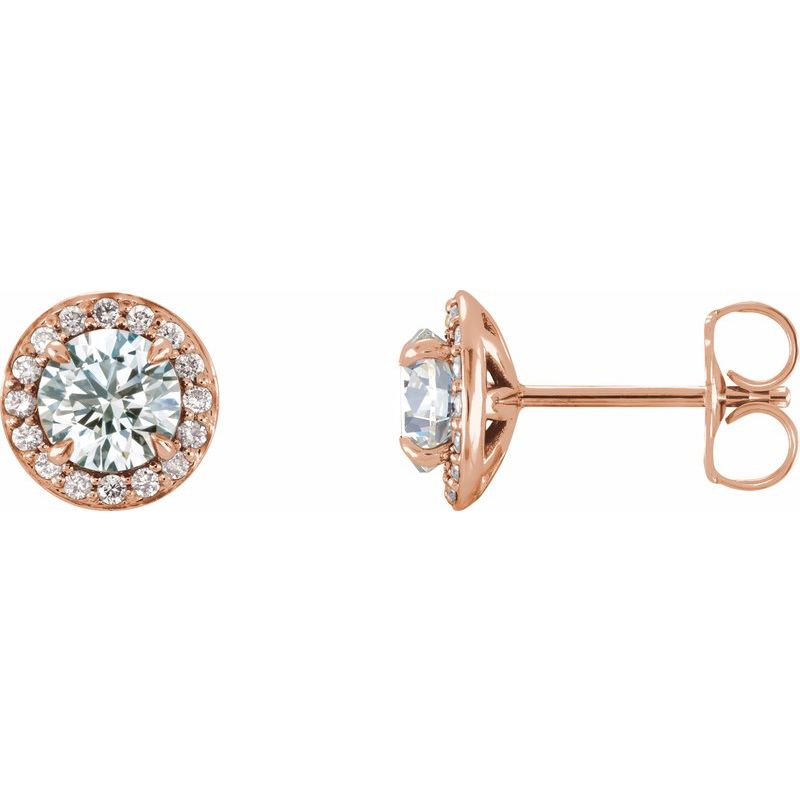 Round 4-Prong Halo-Style Earrings