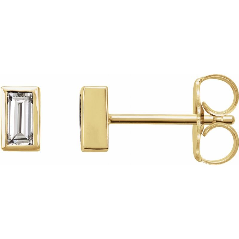Straight Baguette Bezel-Set Stud Earrings