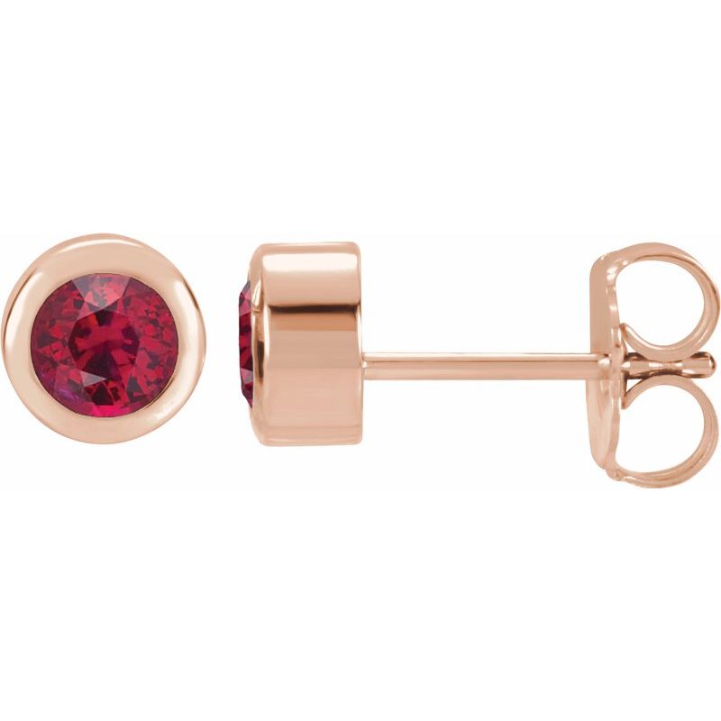 Round Bezel-Set Birthstone Stud Earrings