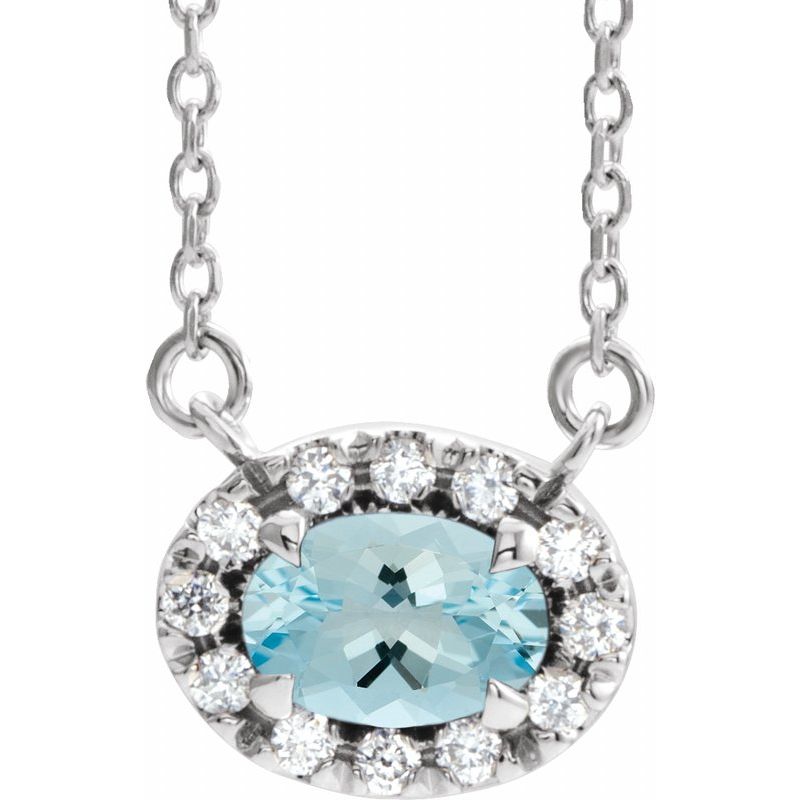 French-Set Halo-Style Necklace or Center — Natural Diamond