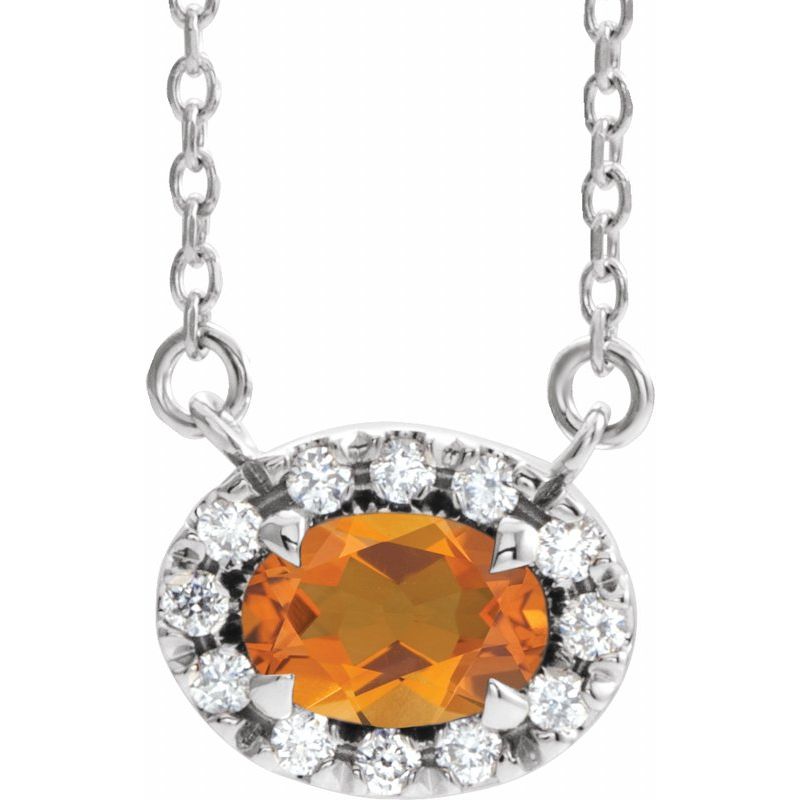 French-Set Halo-Style Necklace or Center — Natural Diamond