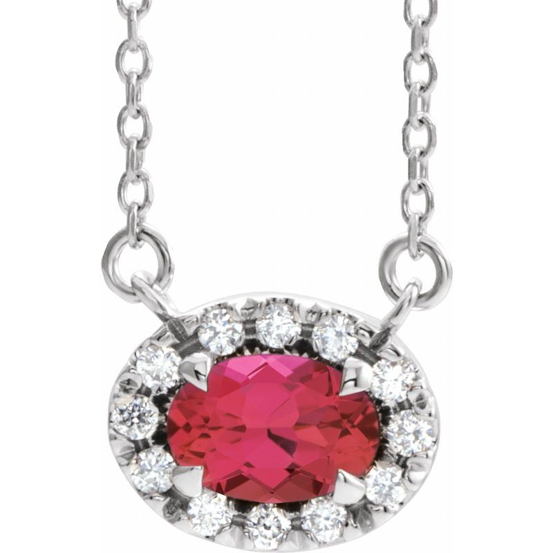 French-Set Halo-Style Necklace or Center — Natural Diamond
