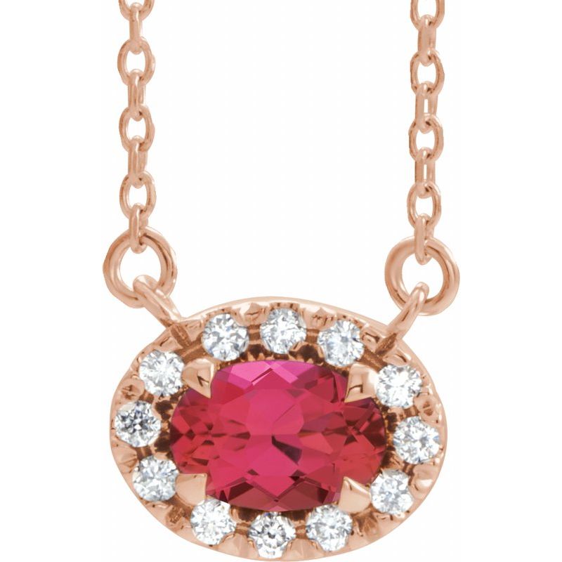 French-Set Halo-Style Necklace or Center — Natural Diamond
