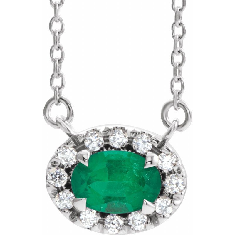 French-Set Halo-Style Necklace or Center — Natural Diamond