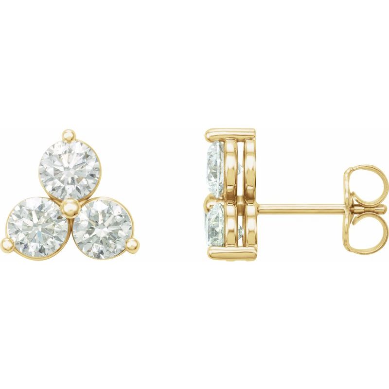 Round Three-Stone Earrings