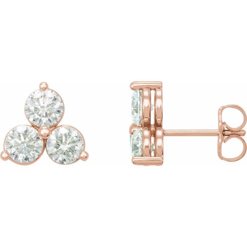 Round Three-Stone Earrings