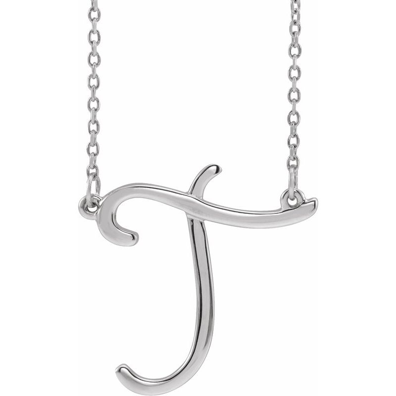 Script Initial Necklace or Center — 16″