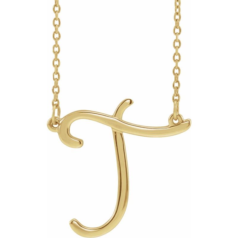Script Initial Necklace or Center — 16"