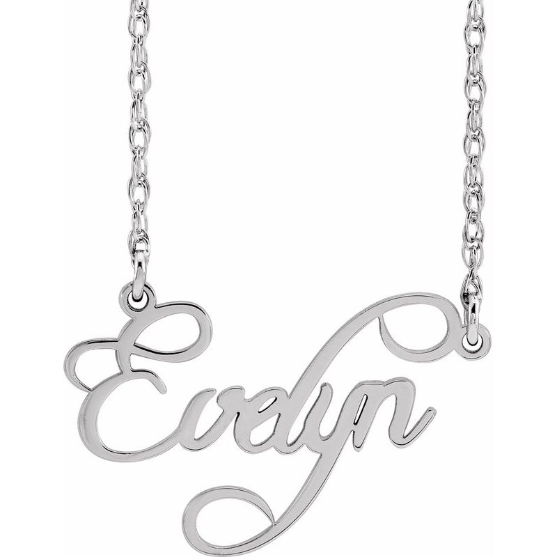 Script Nameplate Necklace — Single Name 18″ No. 2