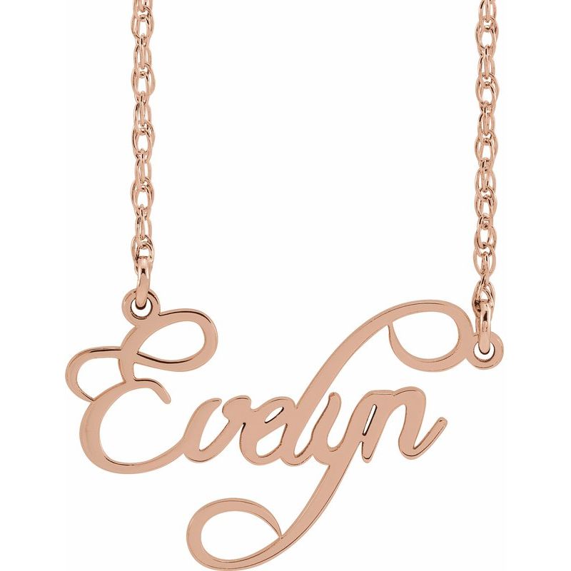 Script Nameplate Necklace — Single Name 18″ No. 2