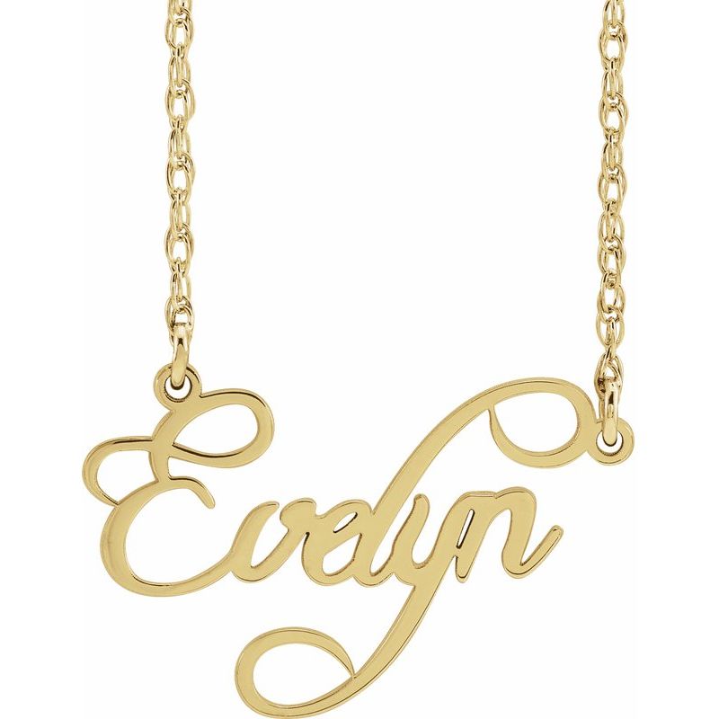 Script Nameplate Necklace — Single Name 18" No. 2