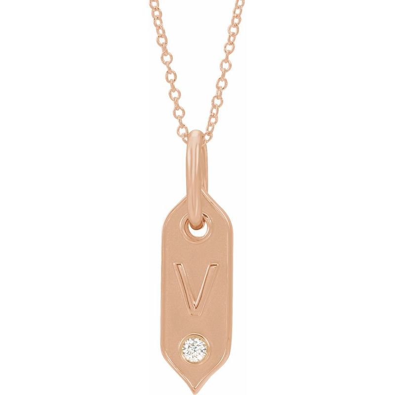 .05 ct Natural Diamond Initial 16-18″ Necklace