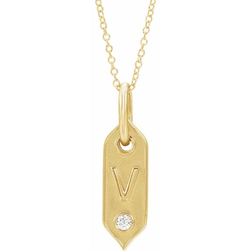 .05 ct Natural Diamond Initial 16-18″ Necklace