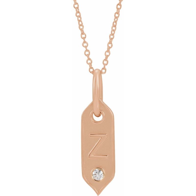 .05 ct Natural Diamond Initial 16-18″ Necklace