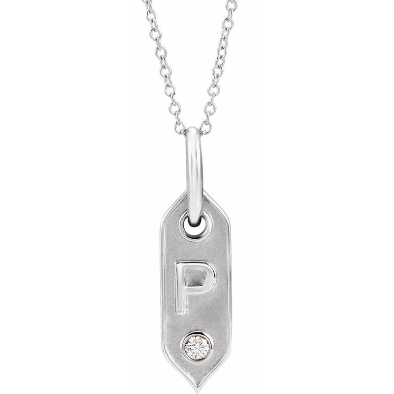 .05 ct Natural Diamond Initial 16-18″ Necklace