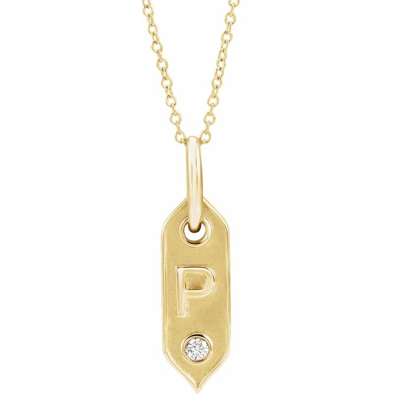 .05 ct Natural Diamond Initial 16-18″ Necklace