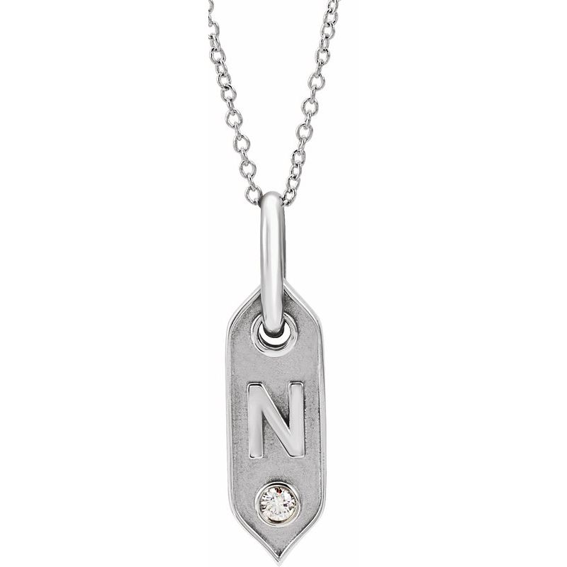 .05 ct Natural Diamond Initial 16-18″ Necklace