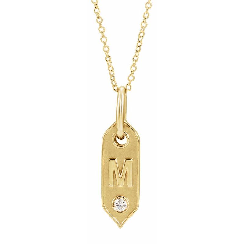 .05 ct Natural Diamond Initial 16-18" Necklace