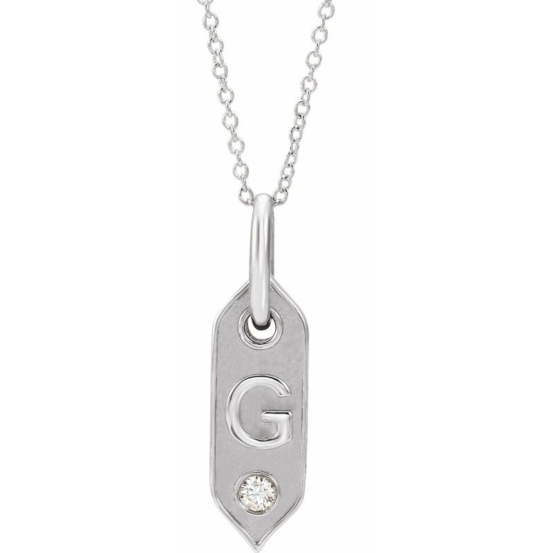 .05 ct Natural Diamond Initial 16-18″ Necklace