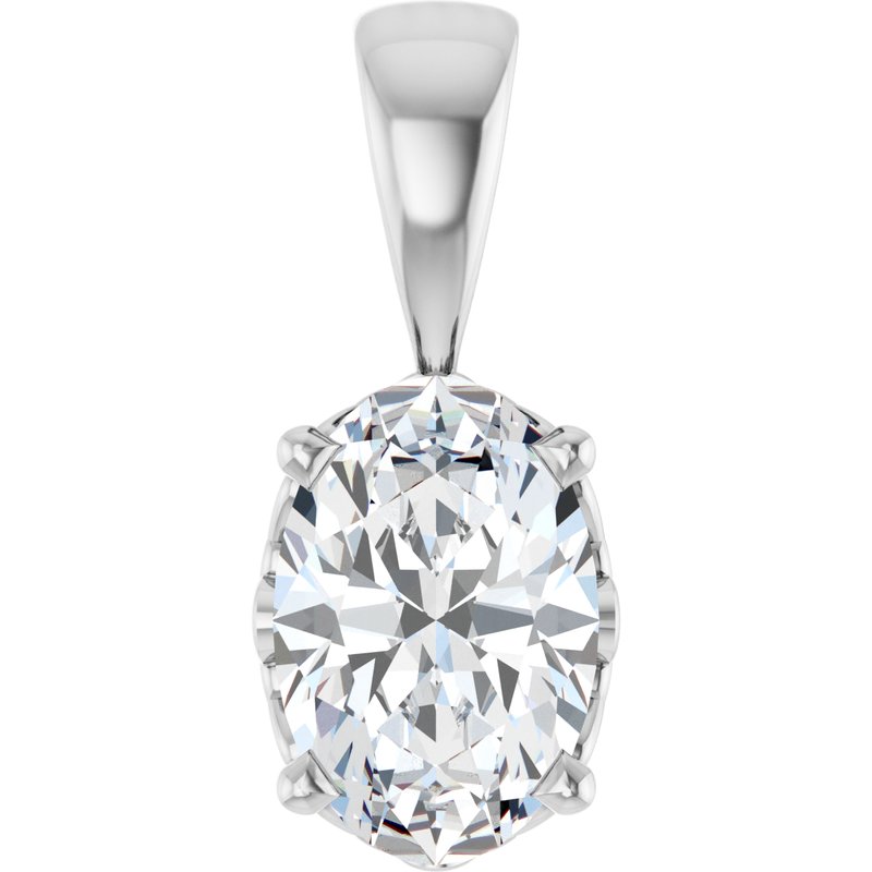 Oval 4-Prong Solitaire Necklace or Pendant