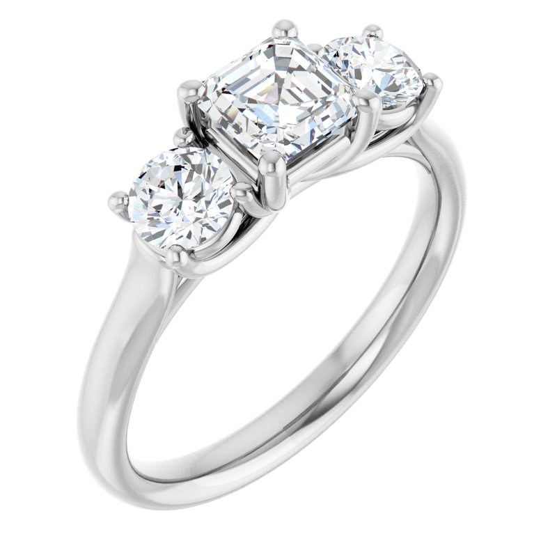 Four-Prong Three-Stone — 14K White Gold