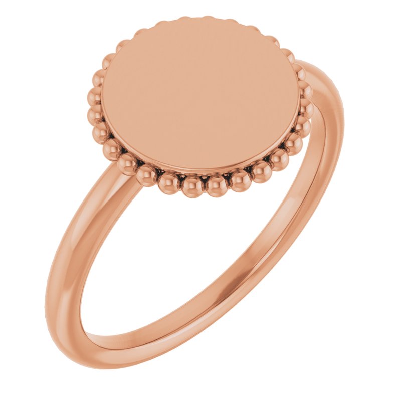 Engravable Beaded Signet Ring