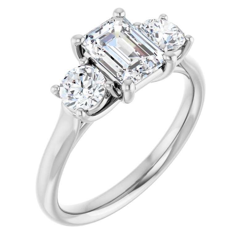 Four-Prong Three-Stone — 14K White Gold