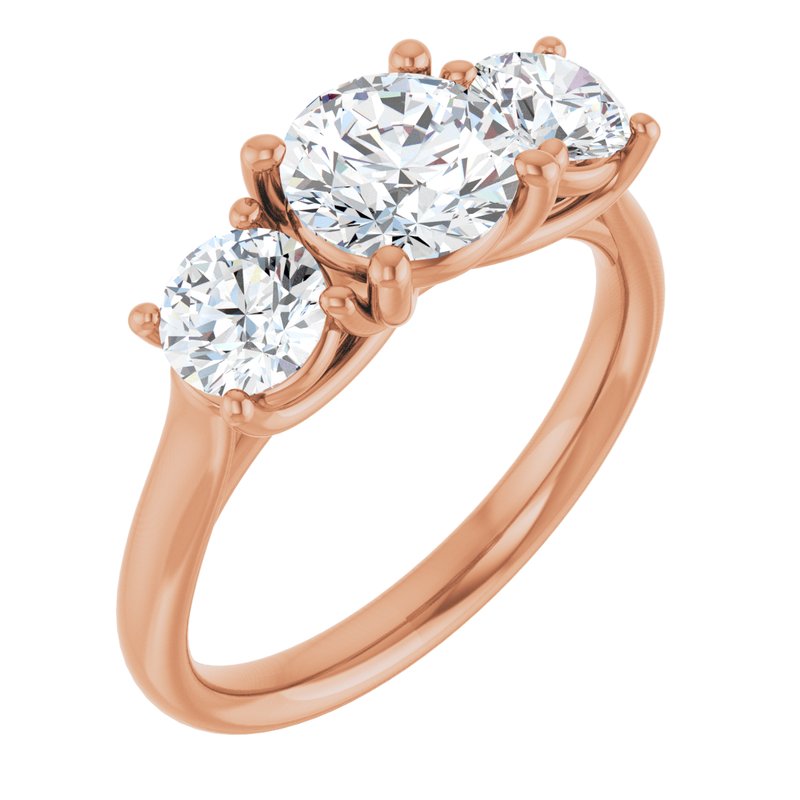 Four-Prong Three-Stone — 14K Rose Gold