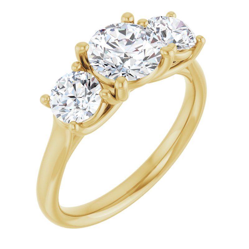 Four-Prong Three-Stone — 14K Yellow Gold
