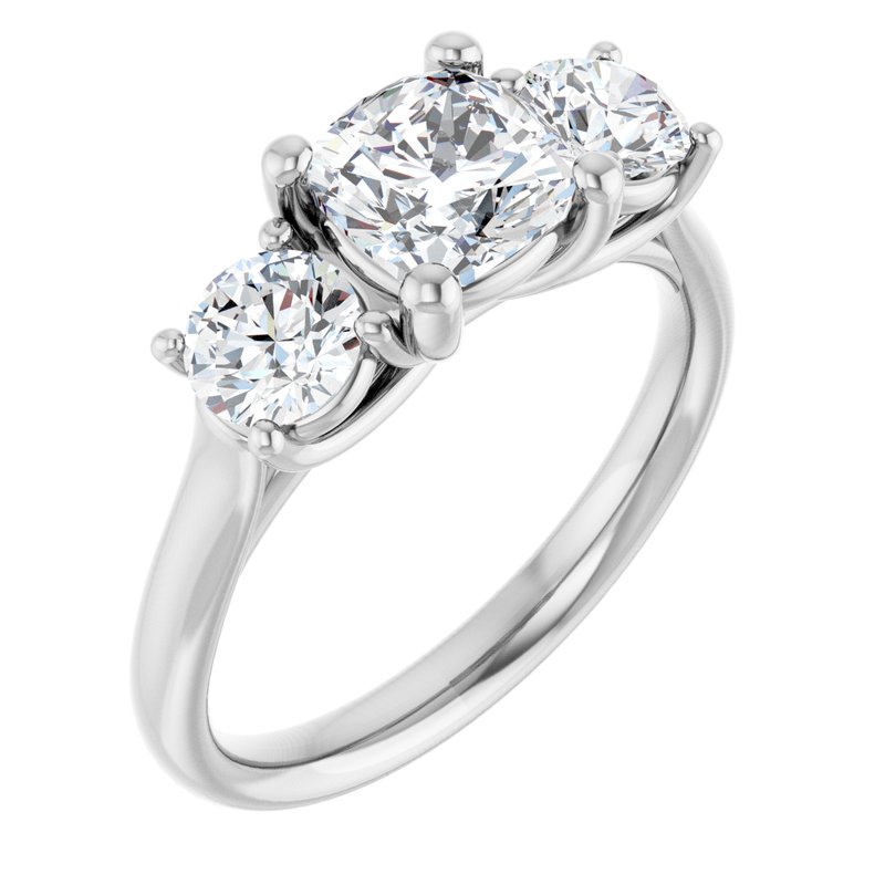 Four-Prong Three-Stone — 14K White Gold