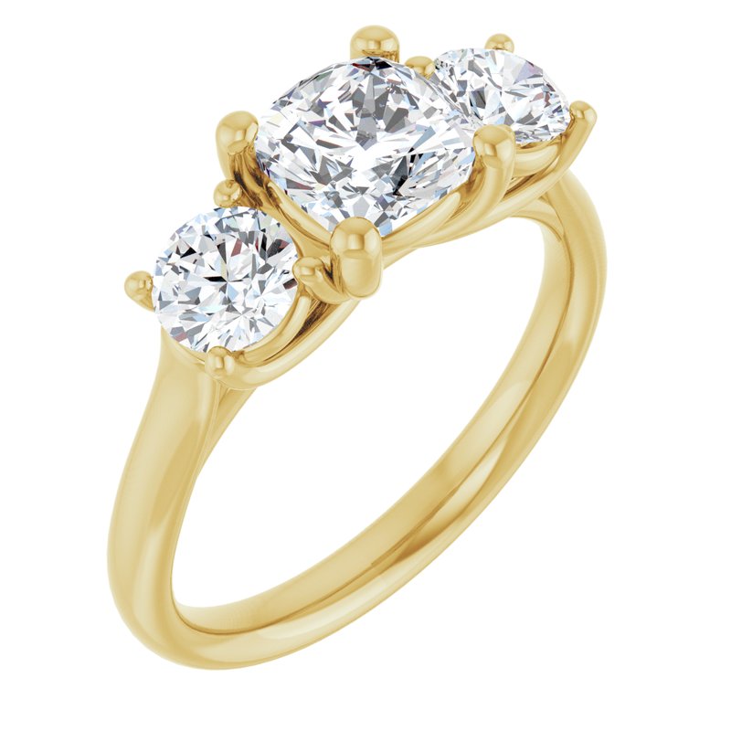 Four-Prong Three-Stone — 14K Yellow Gold