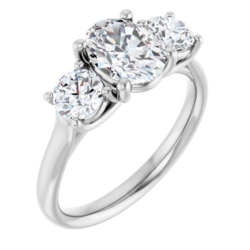 Four-Prong Three-Stone — 14K White Gold