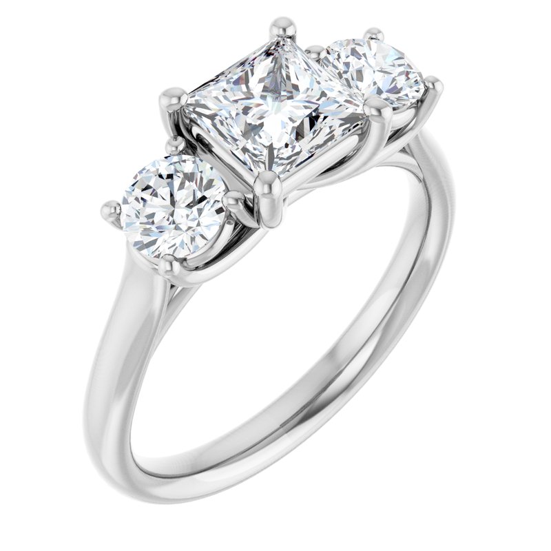 Four-Prong Three-Stone — 14K White Gold