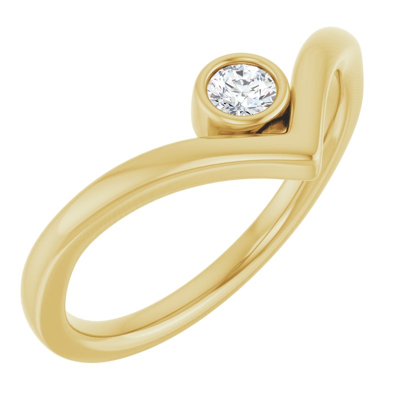 Bezel-Set Solitaire V Ring