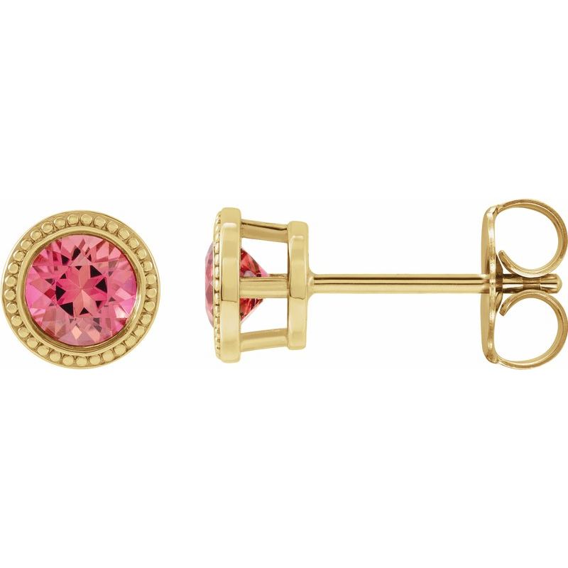 Round Bezel-Set Stud Earrings