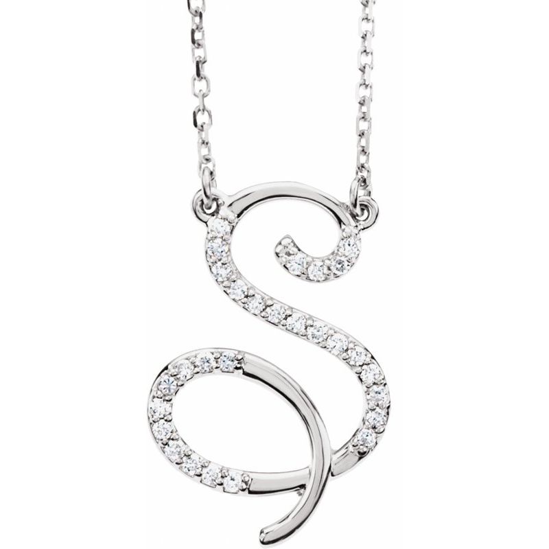 Natural Diamond Initial 16″ Necklace No. 2