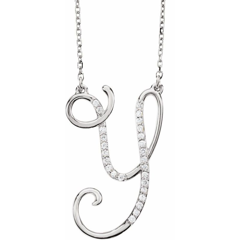 Natural Diamond Initial 16″ Necklace No. 2