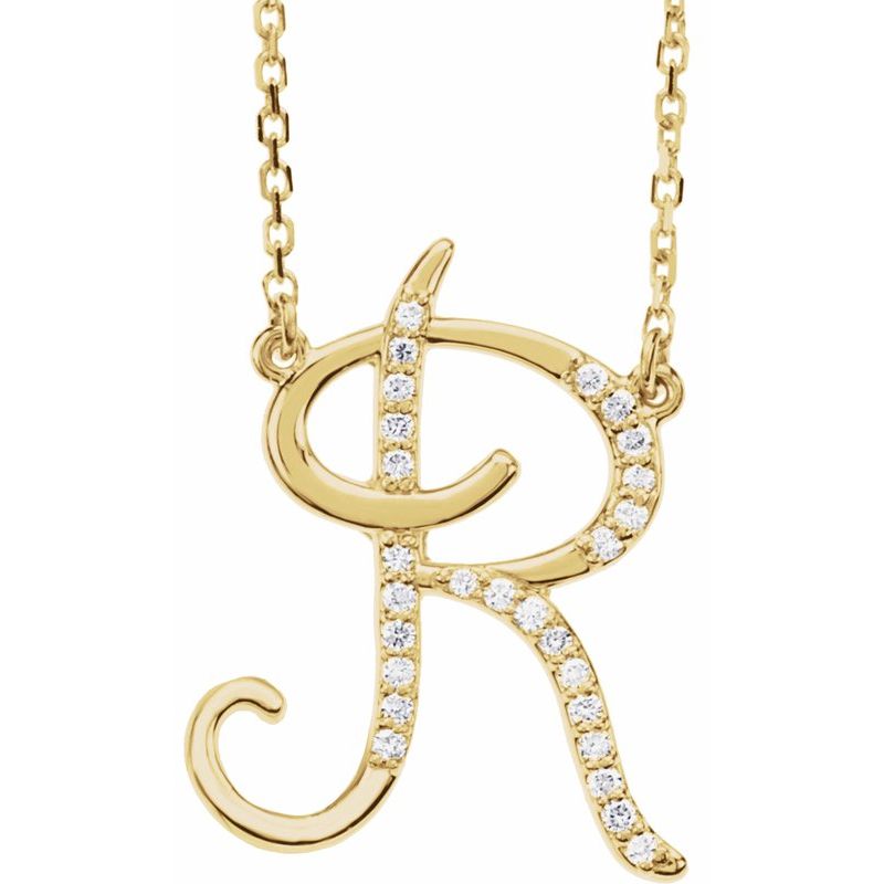 Natural Diamond Initial 16″ Necklace No. 2