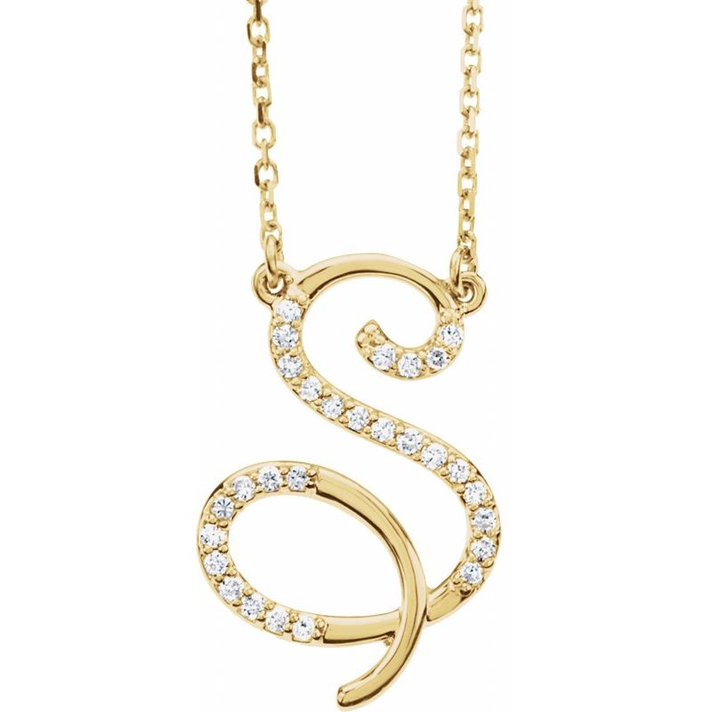 Natural Diamond Initial 16″ Necklace No. 2