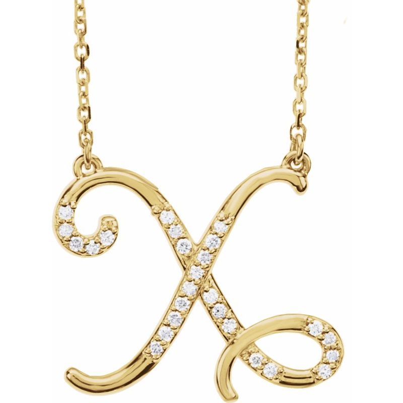 Natural Diamond Initial 16″ Necklace No. 2