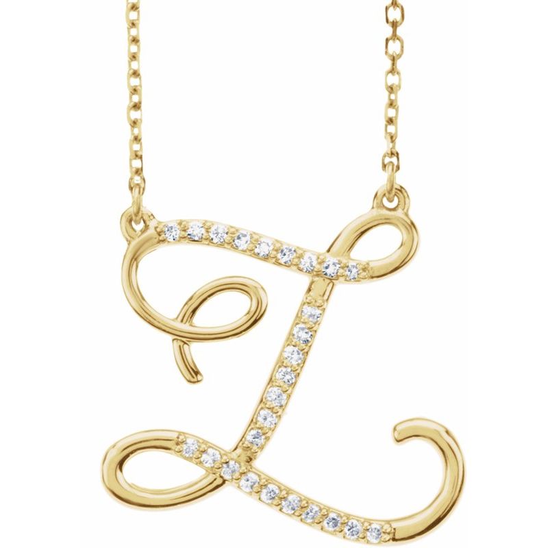 Natural Diamond Initial 16″ Necklace No. 2