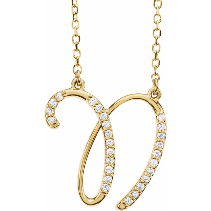 Natural Diamond Initial 16″ Necklace No. 2