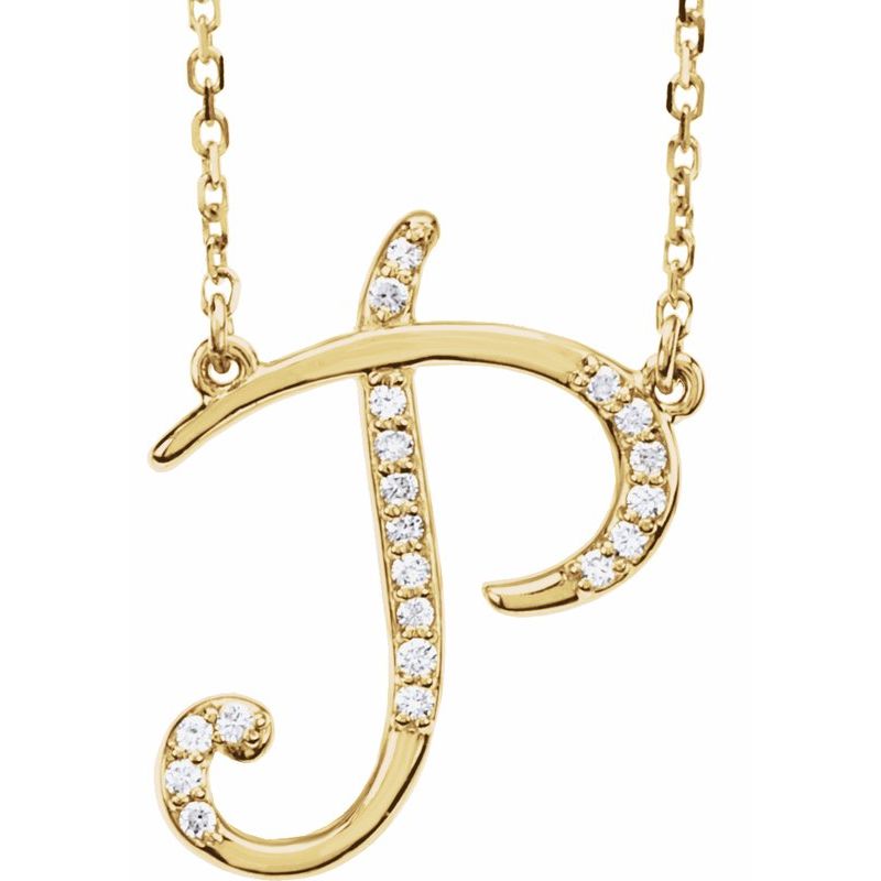 Natural Diamond Initial 16″ Necklace No. 2