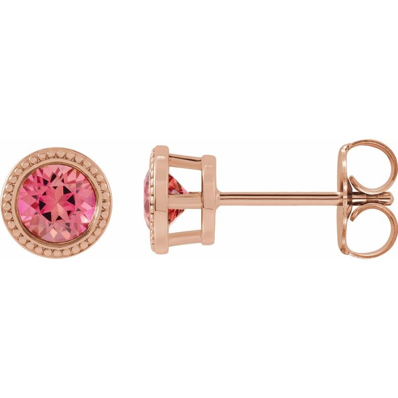 Round Bezel-Set Stud Earrings