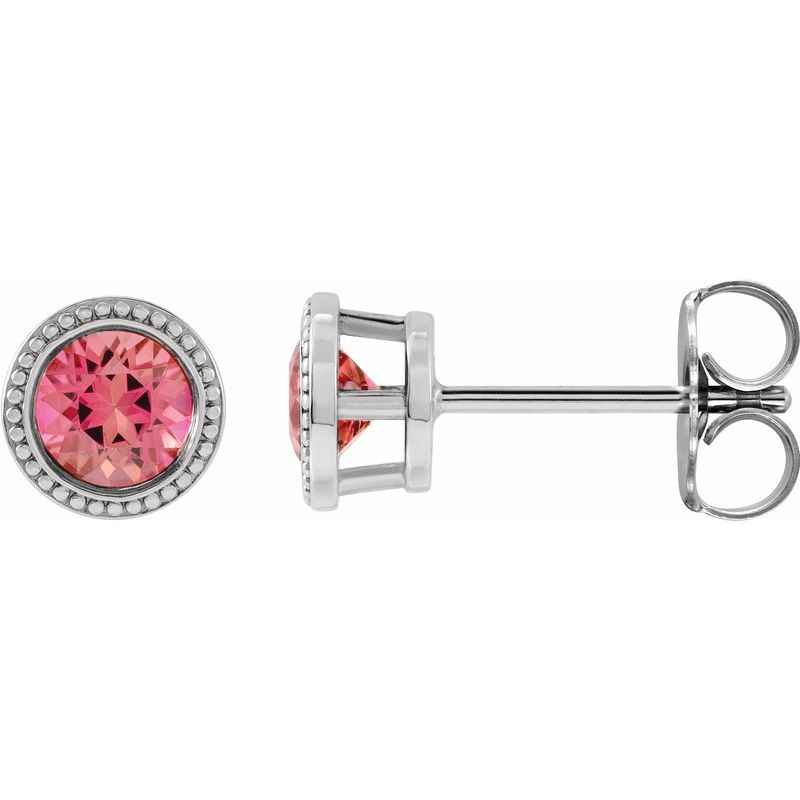 Round Bezel-Set Stud Earrings